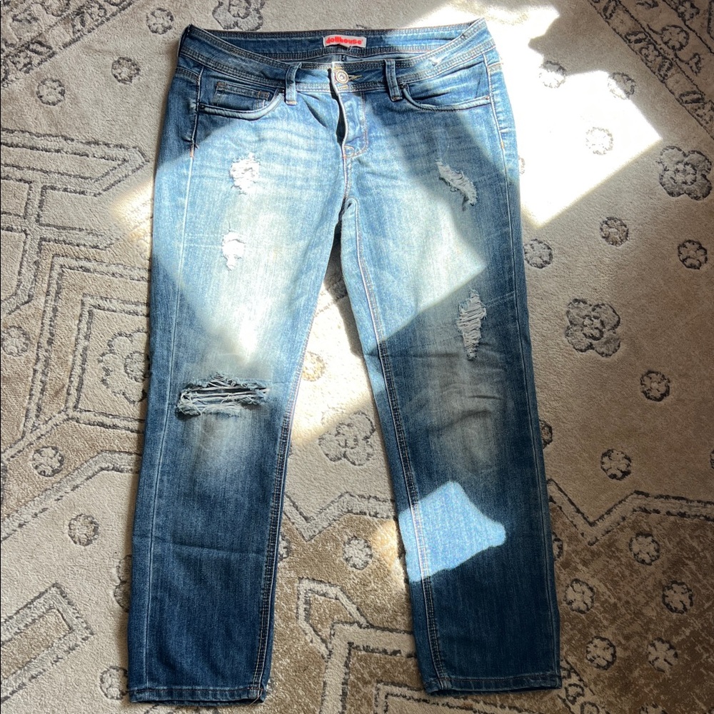 Dollhouse Distressed Medium Blue Capri